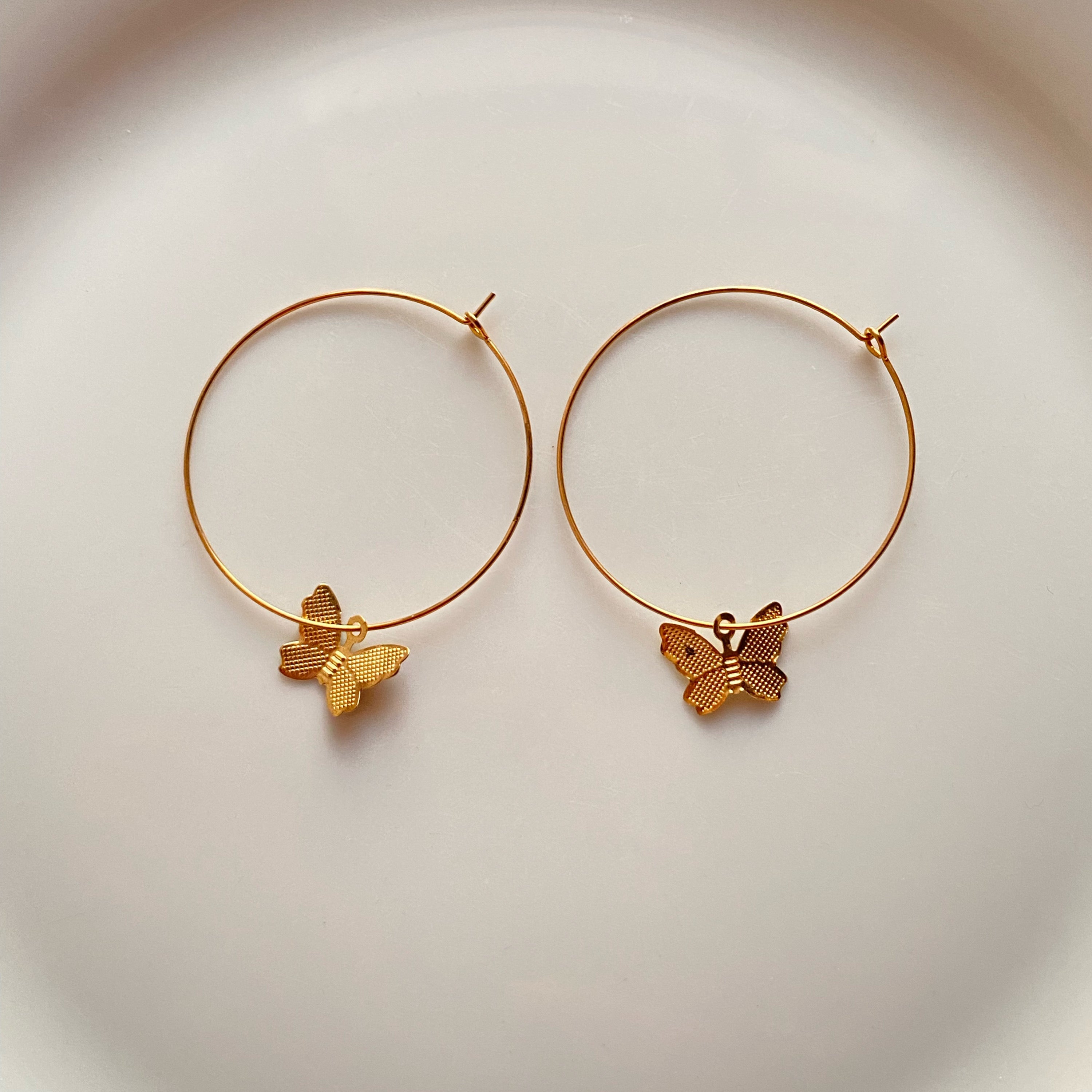 Dainty butterfly hoops