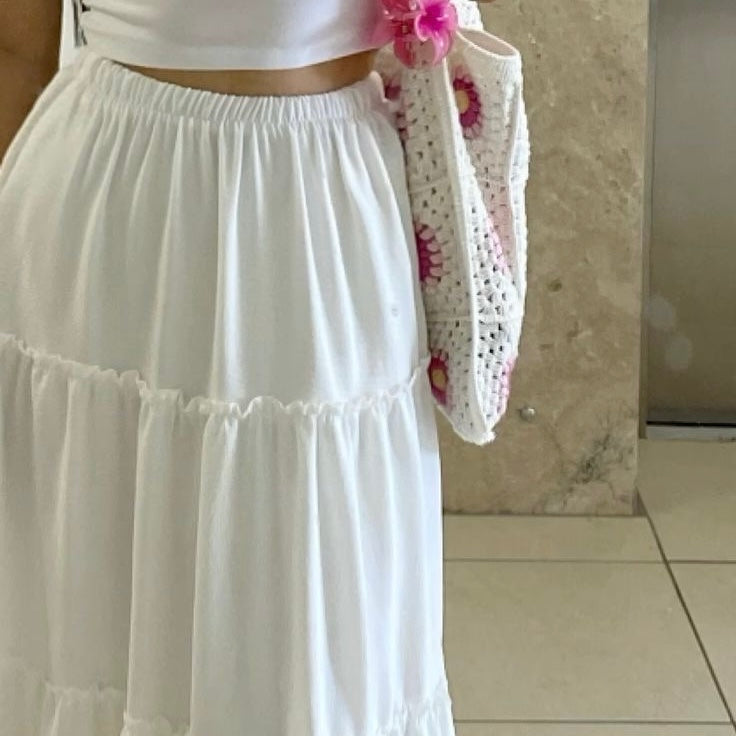 White tiered cotton skirt