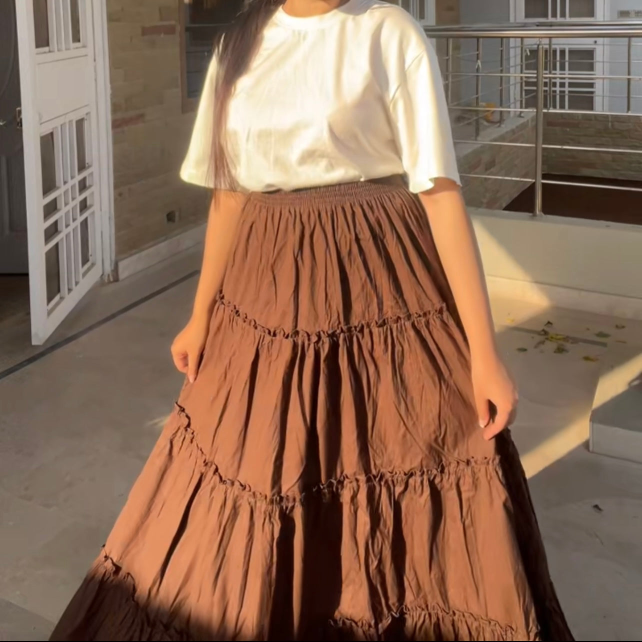 Expresso tiered cotton skirt