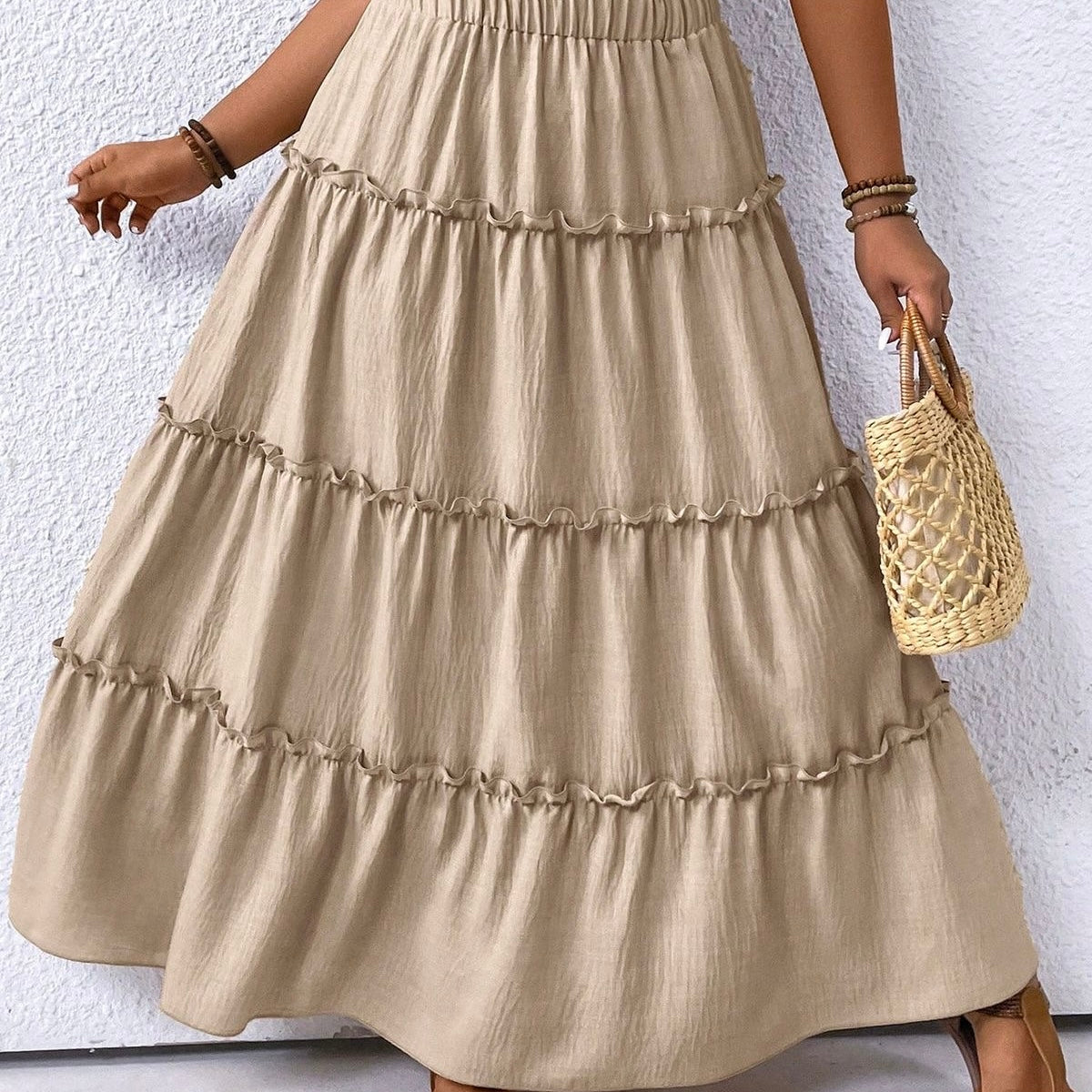 Caramel tiered cotton skirt