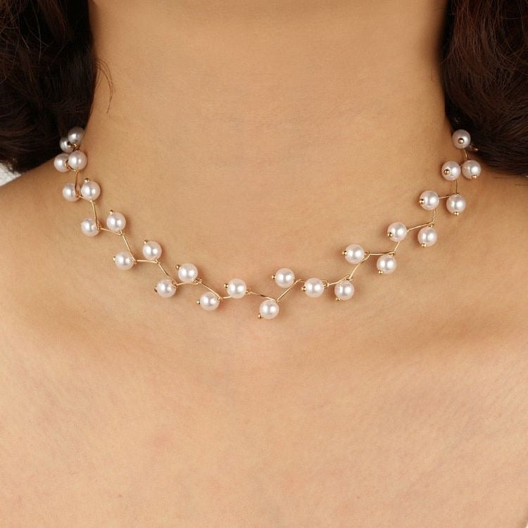 Snow gold Pearl choker